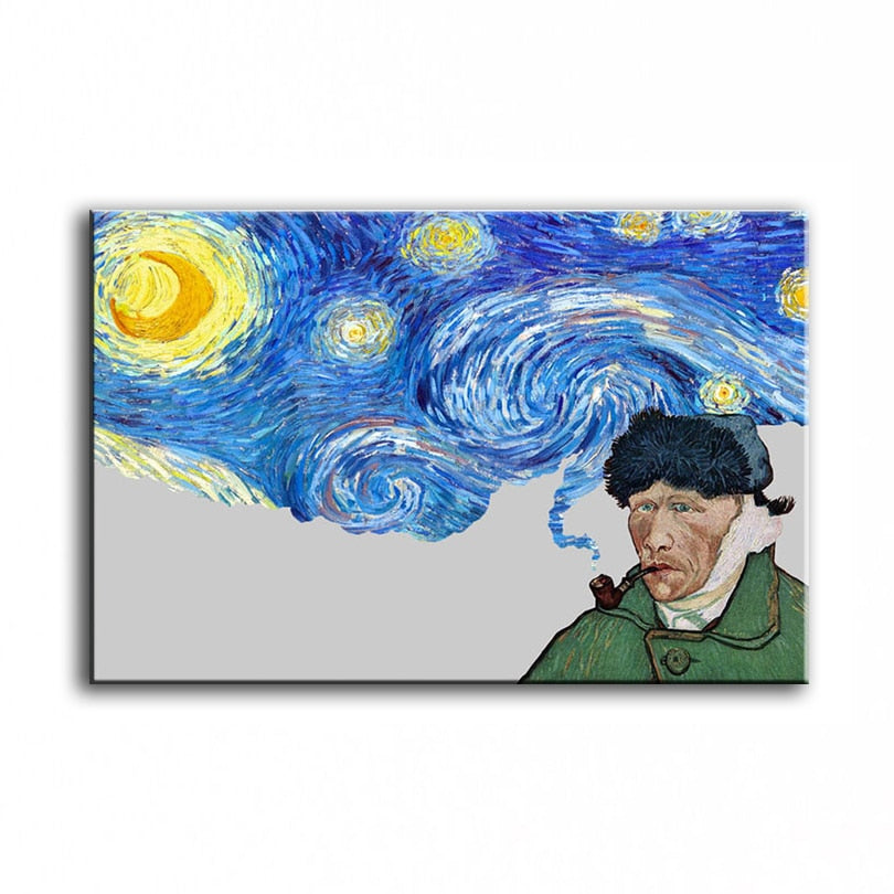 Hand painted oil painting Home Decor High quality art painting Van gogh self-portrait starry sky DM190106