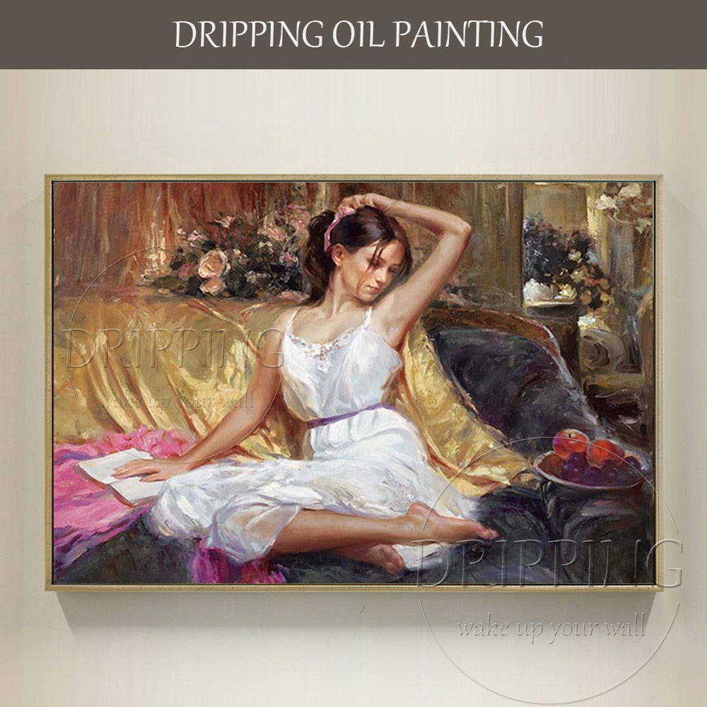 Skilled Artist Hand-painted High Quality Beauty Oil Painting on Canvas Modern Art Picture Hand-painted Beauty Lady Oil Painting