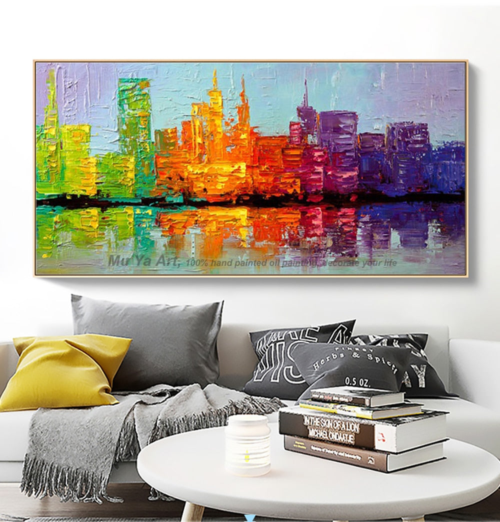 Handpainted Oil Painting on Canvas Abstract Art Decorative Picture for Living Room Home Wall Decoration