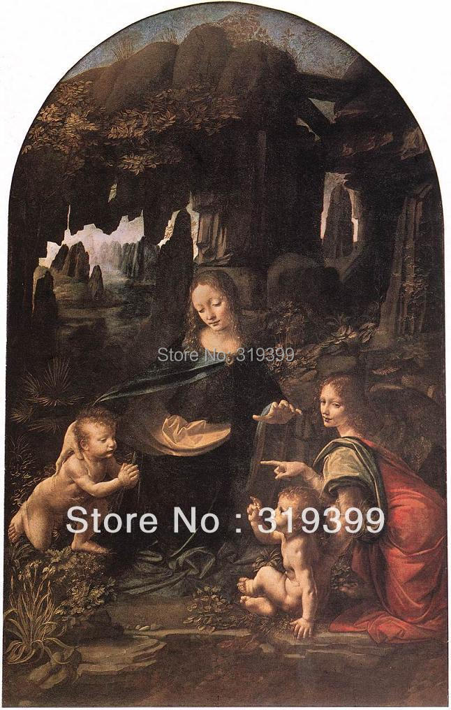 Oil Painting Reproduction,the virgin of the rocks  reproduction,Fast Free Shipping, 100% Handmade (LVD010)