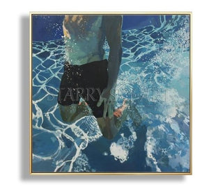 Professional Painter Hand-painted High Quality Impressionist Portrait Man Swimming Oil Painting Wall Art Man Swim Oil Painting