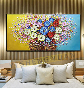Modern Handpainted Large Tree Flower Oil Painting On Canvas Abstract Home Wall Decor Art Posters Picture For Living Room Gift