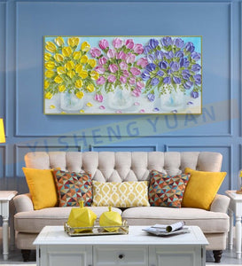 Hot Selling Flower Colorful Canvas Oil Painting Pure Handmade Home Wall Decoration Art Painting For Living Room Wall Pictures