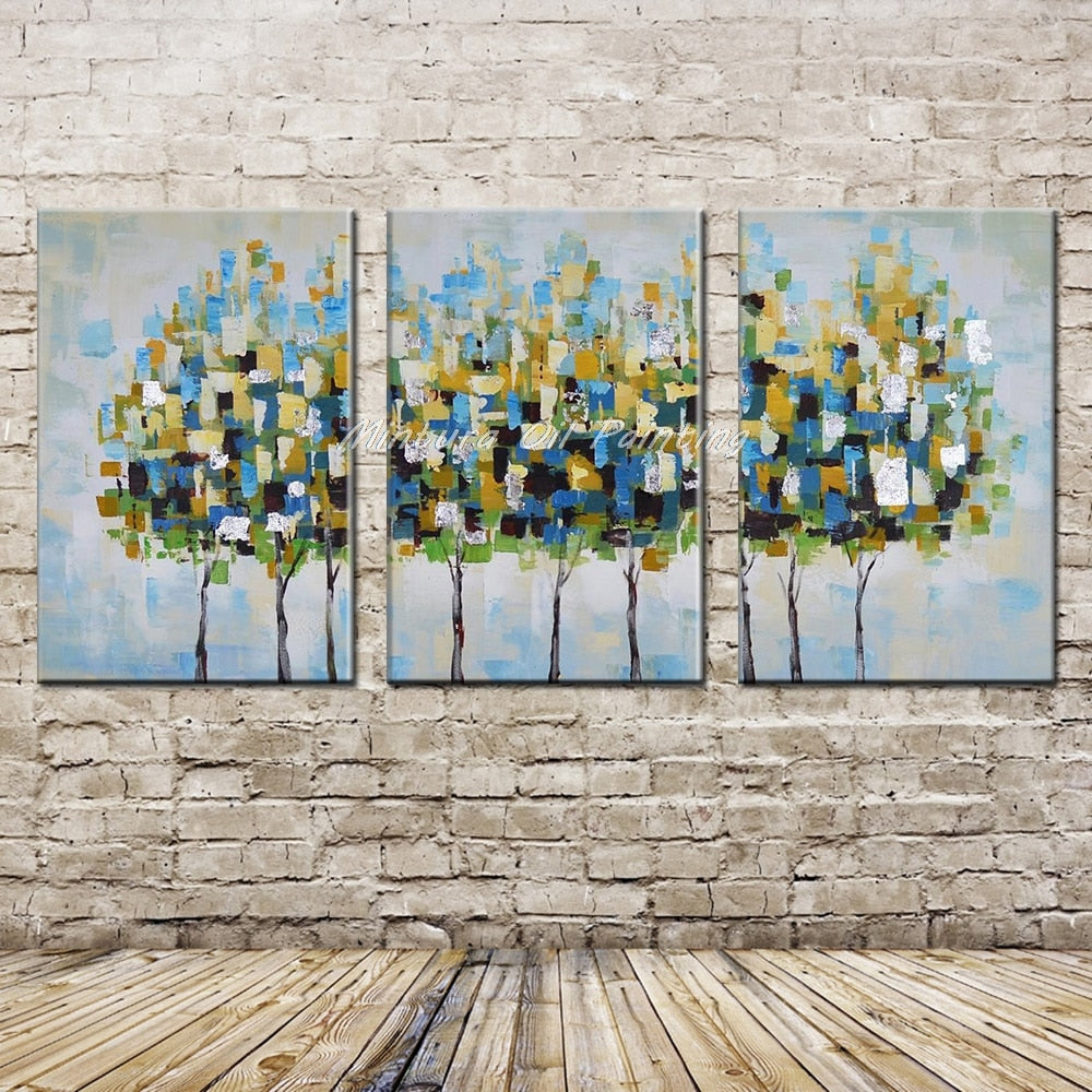 Mintura Art 3 Pcs Hand Painted Abstract Trees Oil Painting on Canvas Modern Wall Art Picture For Living Room Home Decor No Frame