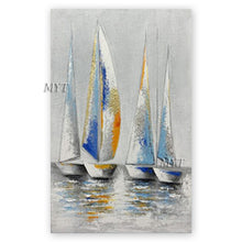 Load image into Gallery viewer, Real Handmade Dropshopping Abstract Sailing Boat Ship Oil Painting Unframed Canvas Wall Decor Picture Art Free Shipping Pieces