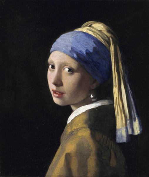 The Girl with a Pearl Earring Johannes Vermeer Famous Oil Painting Reproduction,Portrait Canvas Wall Art for Home Decor Handmade