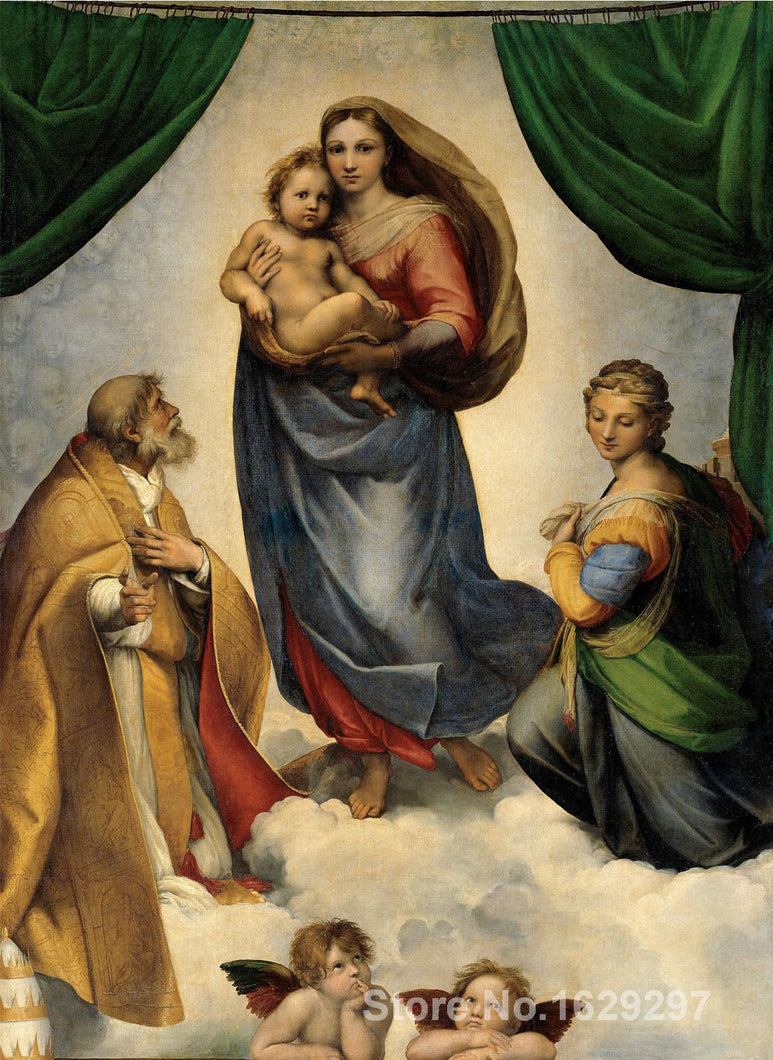 Portrait art abstract The Sistine Madonna by Raphael sanzio High quality Handmade
