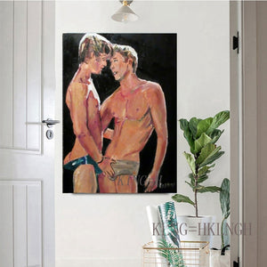 Gay sexy boy naked sexy boy High quality original 100%Handmade art oil painting --nude male GAY oil painting male art