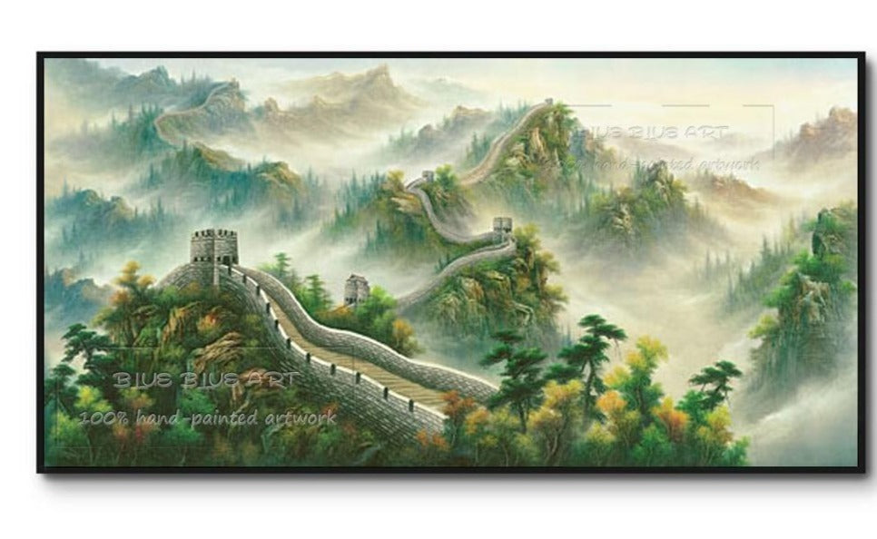 Hand-painted High Quality Wall Art The Great Wall Oil Painting on Canvas Beautiful Chinese Landscape The Great Wall Oil Painting