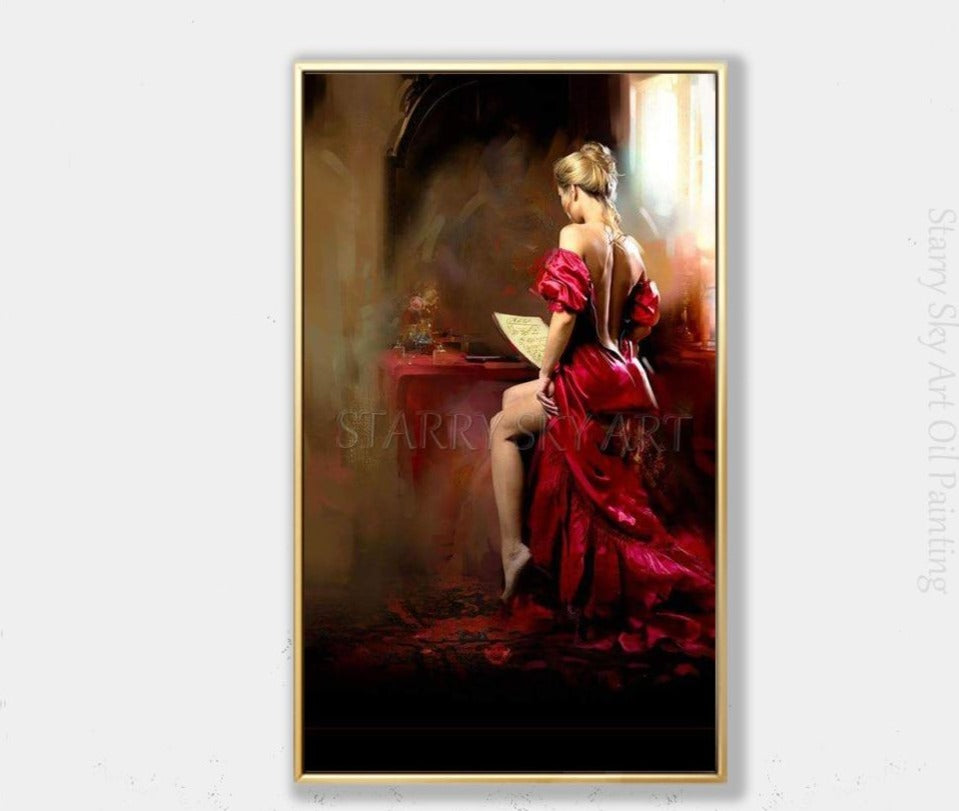 Pure Handmade High Quality Impressionist Sexy Lady Figure Oil Painting on Canvas Luxury Wall Painting Sexy Lady Back Painting