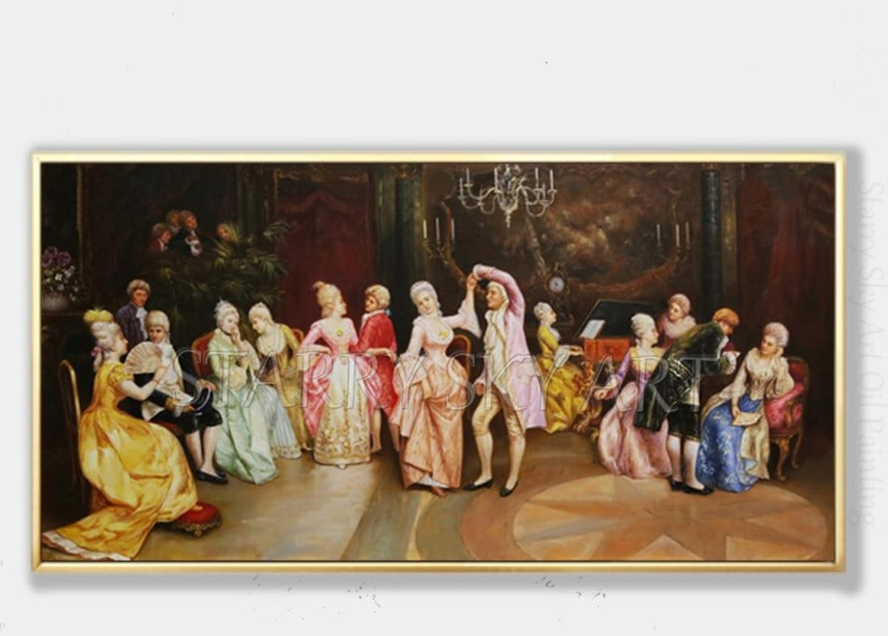 Excellent Artist Hand-painted Europe Dancer Oil Painting on Canvas Classical Portrait Dance Party Oil Painting for Living Room