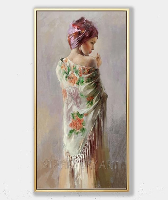 Beautiful Wall Art Pure Hand-painted High Quality Beautiful Lady Back Oil Painting on Canvas Beautiful Lady Figure Oil Painting