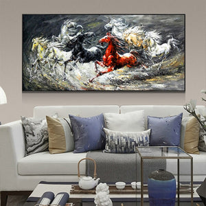 100% Hand Painted Abstract Running horse Painting On Canvas Wall Art Frameless Picture Decoration For Live Room Home Decor Gift