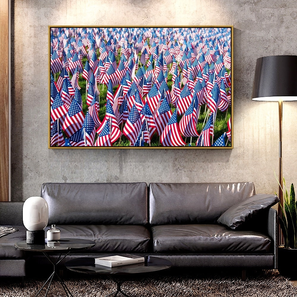Oil Canvas Painting usa flags For Home Decoration Wall Art