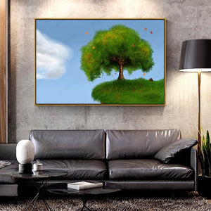 Oil Canvas Painting green tree  For Home Decoration Wall Art