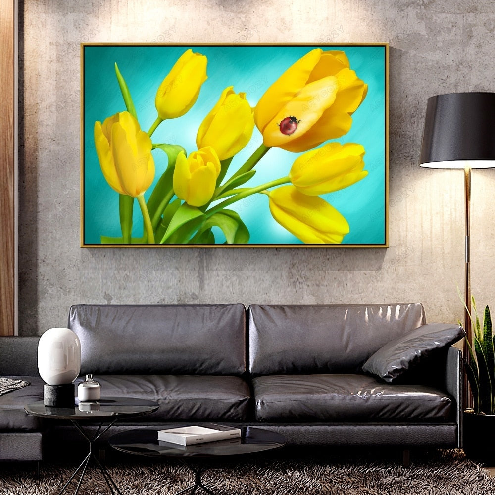 Oil Canvas Painting yellow flowers For Home Decoration Wall Art