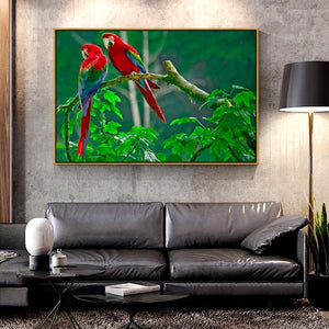 Oil Canvas Painting red parret For Home Decoration Wall Art