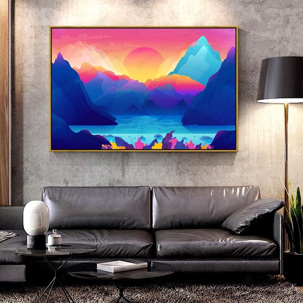 Oil Canvas Painting colorful_landscape For Home Decoration Wall Art