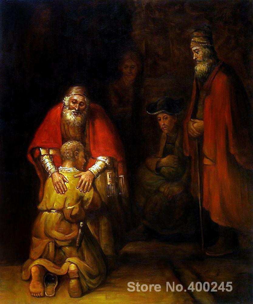 Family Portrait Paintings Rembrandt van Rijn'sReturn of the Prodigal Son Wall Art High quality Hand painted