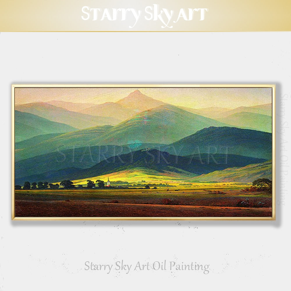 Skilled Artist Hand-painted Mountain Landscape Oil Painting on Canvas Impressionist Giant Mountains Oil Painting for Living Room