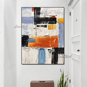 Contemporary New Arrival Colorful Abstract 100%Handpainted Painting With Geometric Design Wall Art Home Decor On Canvas Unframed