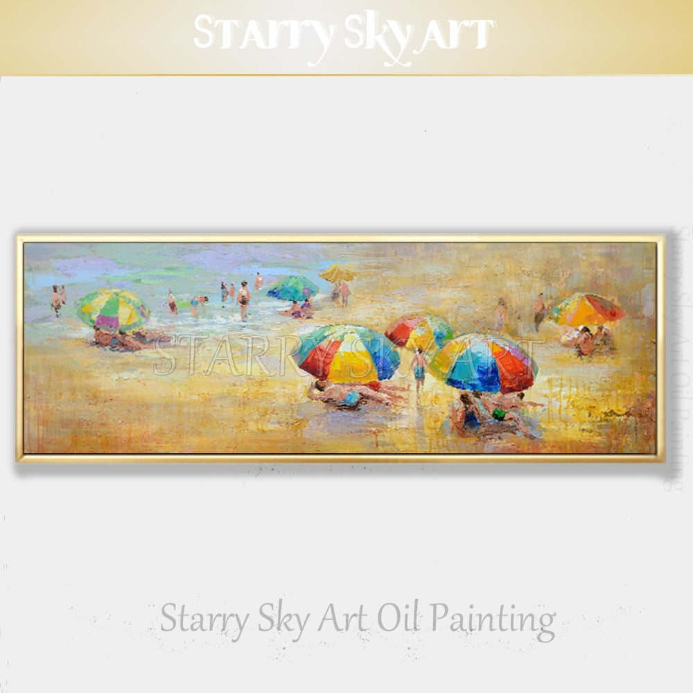 New Arrival Hand-painted High Quality Seaside Scene Oil Painting Modern Wall Art Beach Scene Oil Painting for Wall Decoration