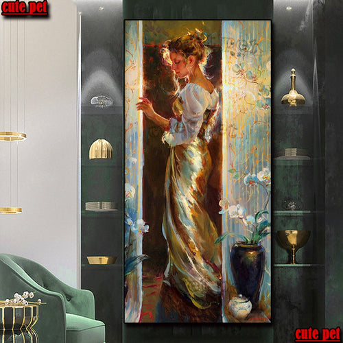 5D Diamond Painting Art oil painting elegant woman Hot selling home art cross stitch full square diamond embroidery mosaic large