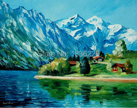 wall decor beautiful painted canvas modern paintings with a knife mountain landscape paintings with interior decoration