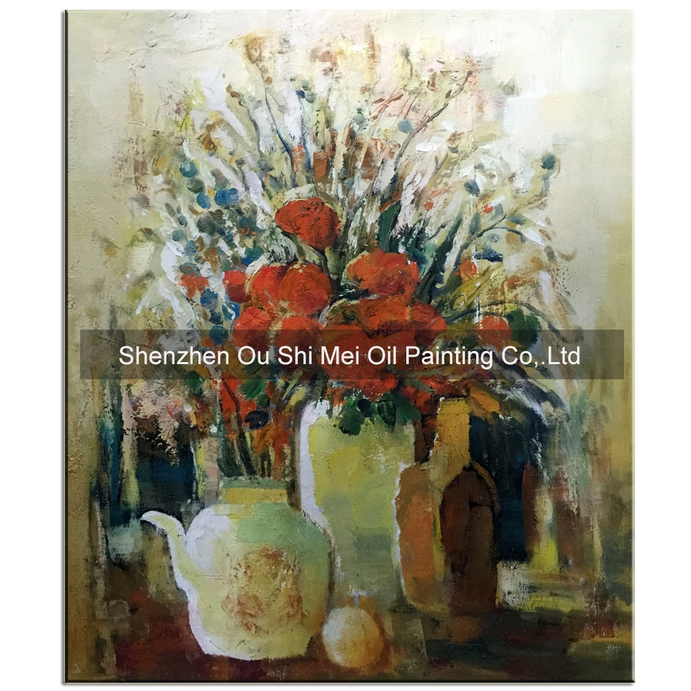 Original No Framed Knife Handmade Modern Oil painting on Canvas Wall Decoration Home Wall Art Picture Flower Painting in Stock