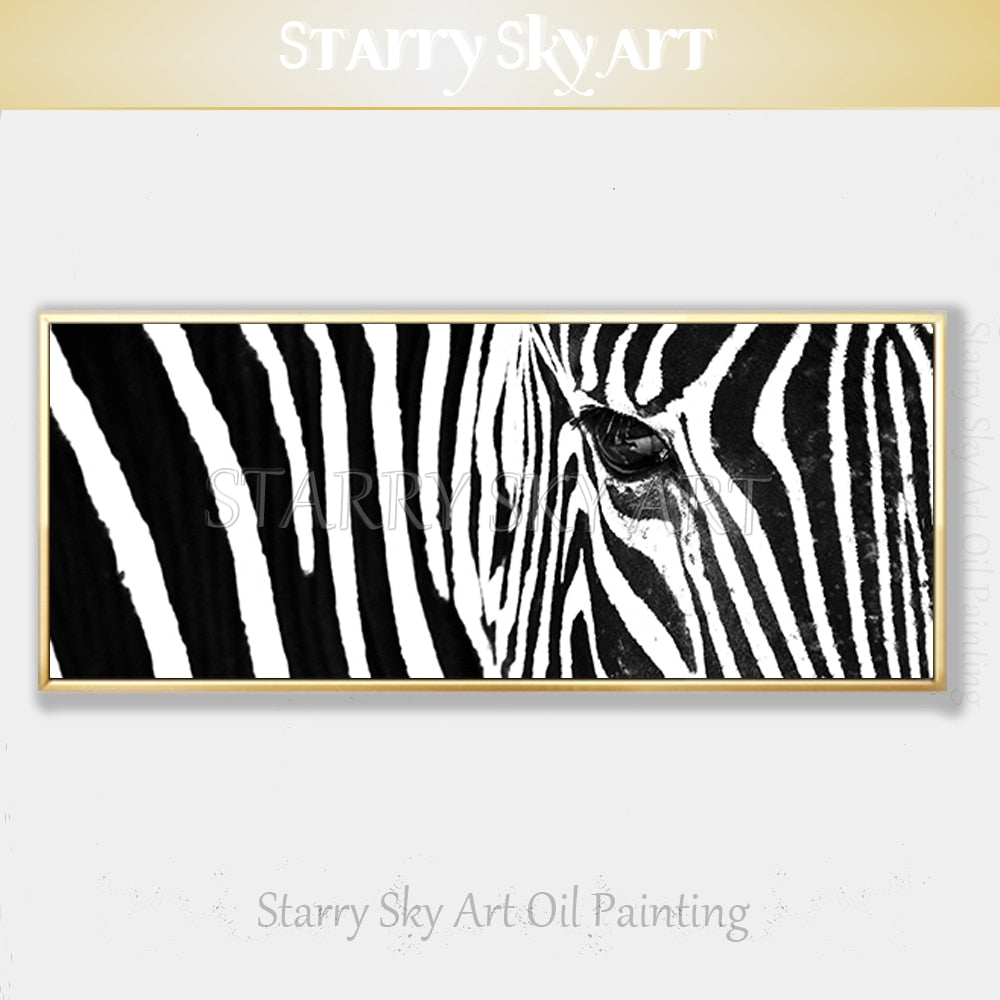 New Arrivals Artist Hand-painted Modern Wall Art Zebra Oil Painting on Canvas Pop Art Black and White Pop Art Zebra Oil Painting