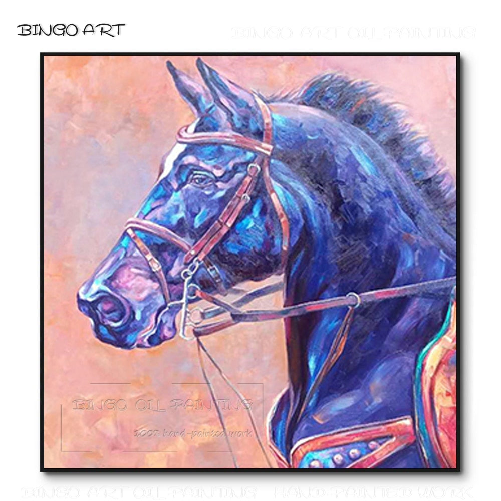 Fashion Wall Art Hand-painted High Quality Beauty Horse Oil Painting on Canvas Rich Colors Horse Painting for Friend Best Gift