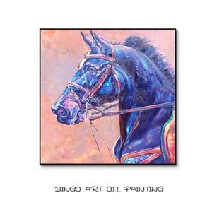 Fashion Wall Art Hand-painted High Quality Beauty Horse Oil Painting on Canvas Rich Colors Horse Painting for Friend Best Gift