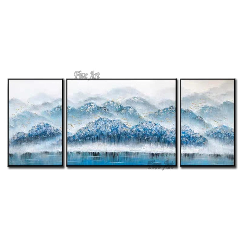100% Hand Painted Mountain Landscape Oil Painting Canvas Wall Picture Art Modern Fine Artwork 3PCS Paintings Decoration For Room