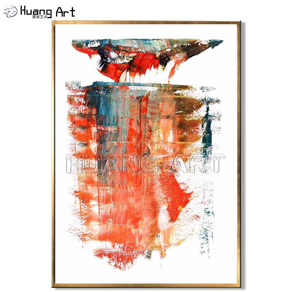 Handmade Orange Abstract Knife Oil Painting on Canvas for Room Decor Hand Painted Beautiful Abstract Texture Wall Painting