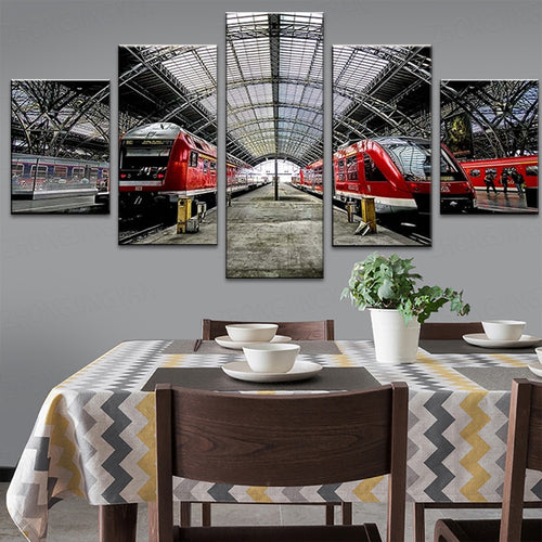 Artwork HD Prints Canvas Painting Home Decor 5 Pieces Train Wall Art For Living Room Bedroom Modular Pictures Landscape Poster