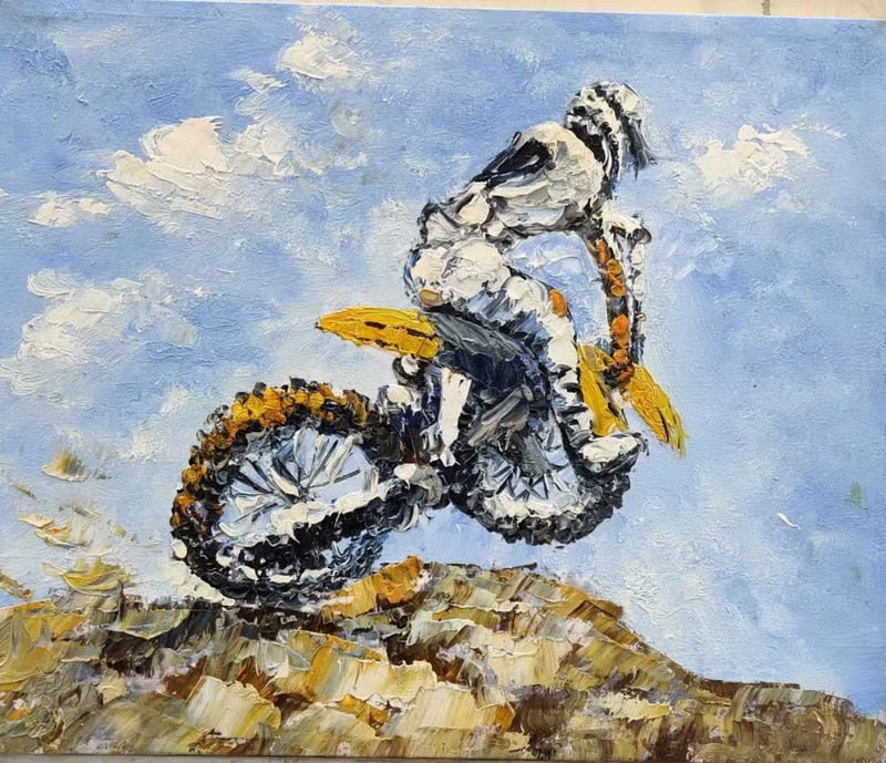 Modern handmake paiting Impressionism motorcyclist on canvas for home decoration , wallpaper