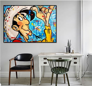 Hand made graffiti pop art carton Alec Monopoly Limited brand paiting on canvas good for home decoration