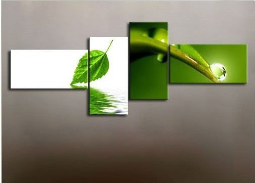 100% high quality -4pcs Huge Size Beauty of Leaves Dew Modern Wall Art Oil paiting set canvas home bedroom decoration