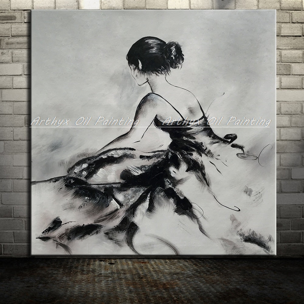 Picture Hand Painted Girl Oil Paintings On Canvas Modern Abstract Pop Art Posters Wall Paiting For Living Room Home Decor