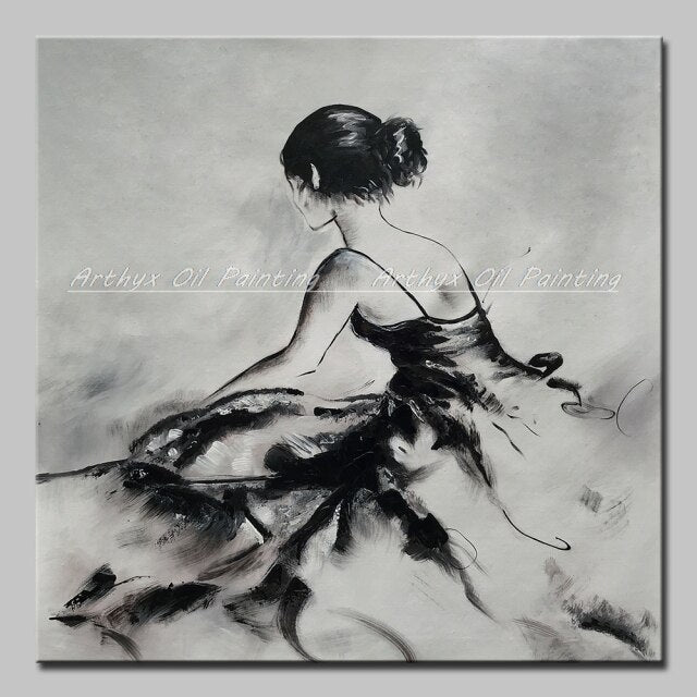 Picture Hand Painted Girl Oil Paintings On Canvas Modern Abstract Pop Art Posters Wall Paiting For Living Room Home Decor