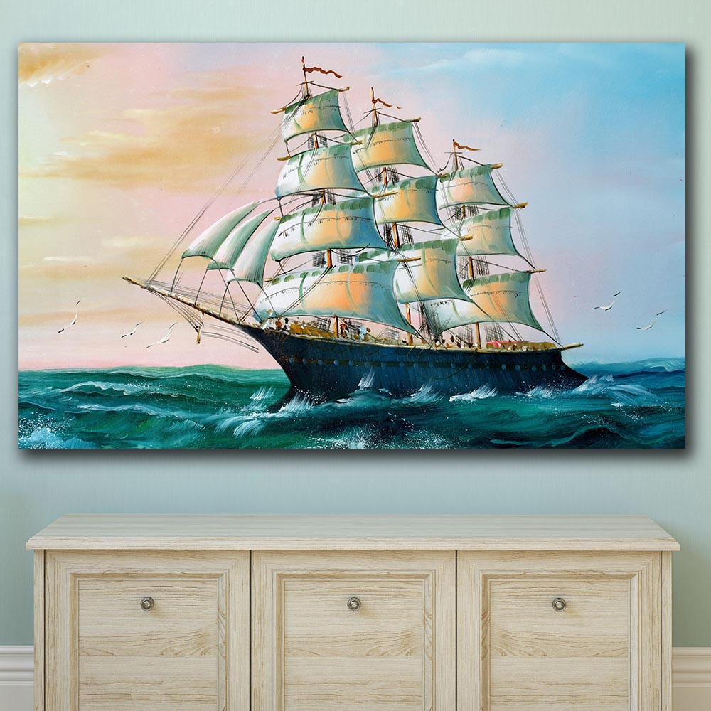 Fashion Oil Painting Sailing in the Sea Paiting Home Decor On Canvas Modern Wall Art Canvas Print Poster Canvas Painting