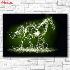 Large Size Water shaped horse Wall Art Paiting Canvas Home Decor Wall oil Painting Print Nice wall picture for living room