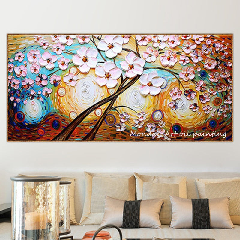 Canvas Painting Handpainted Oil Paiting 3d knife flower oil Painting Wall Art pictures artwork home decoration For Living room