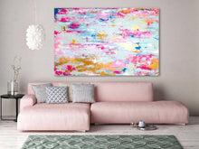Load image into Gallery viewer, Handmade thick knife abstract high quality oil painting Pink Gold Gold dream abstract on Canvas Painting Decor Oil Painting art