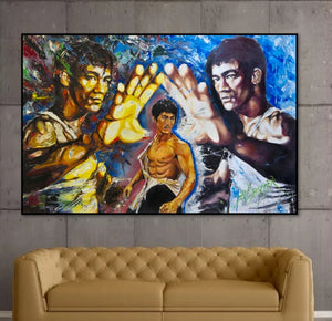Chinese GongFu Bruce Lee Popular Art Hongkong Movie Stars By Hand Painted On Canvas Oil Painting on Canvas For  Room
