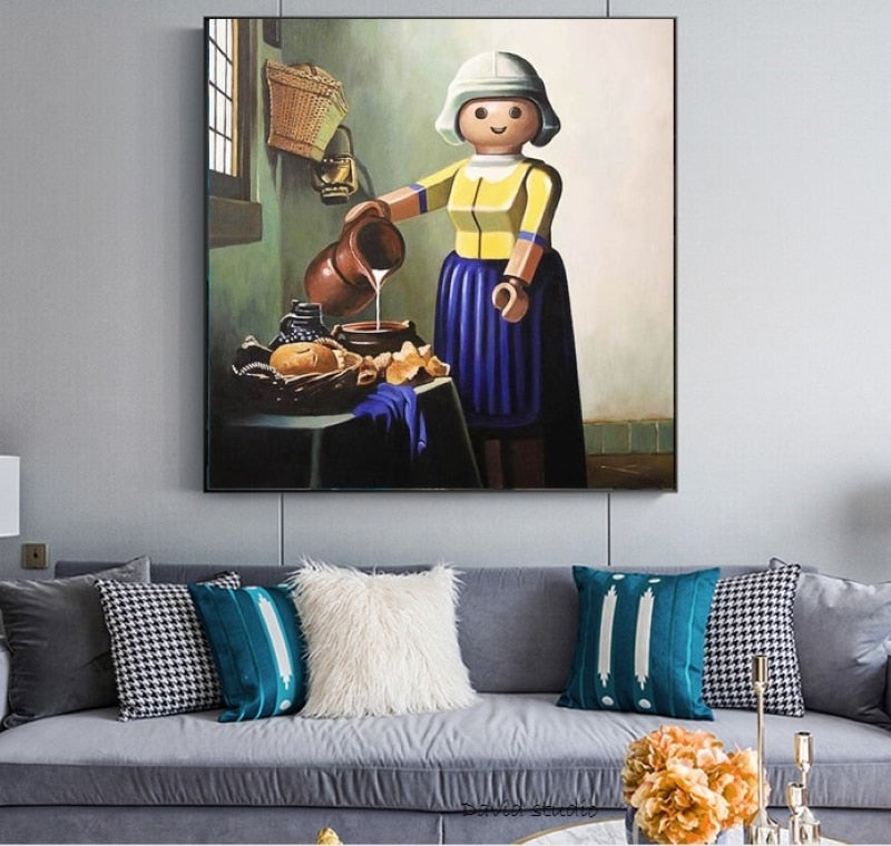 Alec Monopoly Oil Painting Funny Art Lego Famous Painting Pop Art On Canvas for Kids Room Wall Decoration Home Decorl Pictures