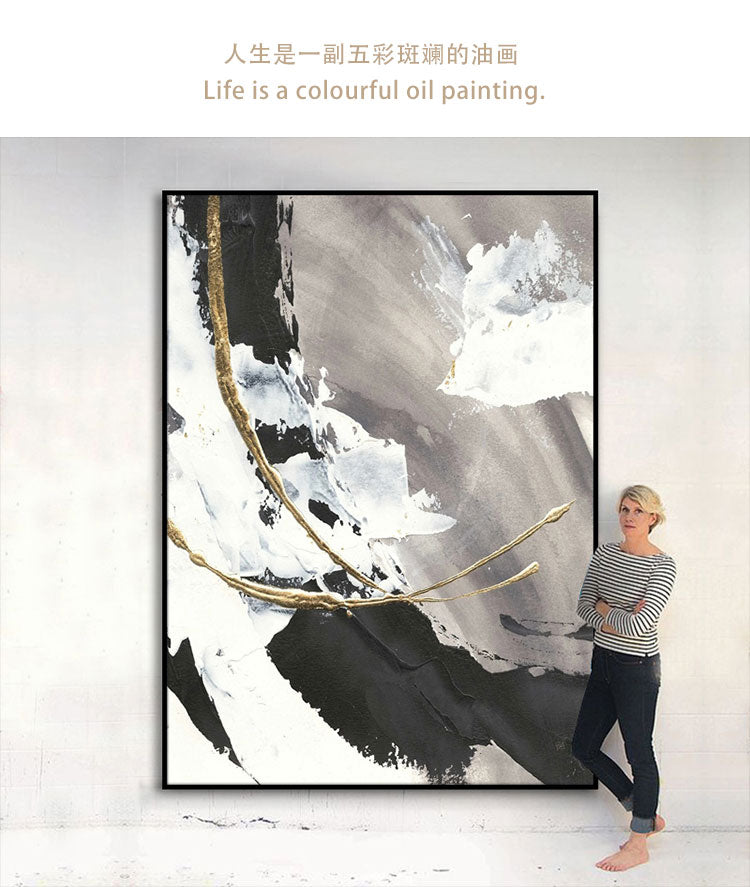 Paintings Hand painted Modern black and white Abstract canvas Oil Paintings home Decoration Abstract Oil Painting wall picture L