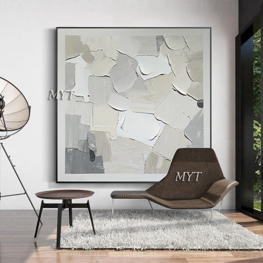 100% Hand Painted Large Size Heavy Texture Gray Color Abstract Oil Painting Wall Hangings Picture Canvas Art For Modern Home