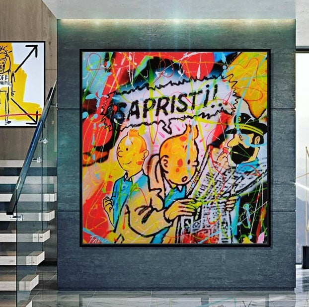 Hand Made Investmangod Modern Art TINTIN  On Canvas  Oil Painting Wall Art Pictures Painted For Home Decor