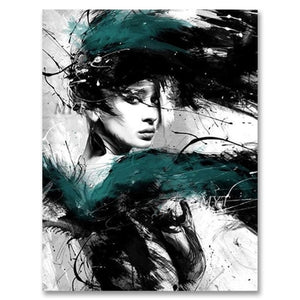 Black And White Sexy Lady Portrait Art Oil Painting Wall Decor Art Woman Figure Canvas Artwork For Bedroom Decorative Item